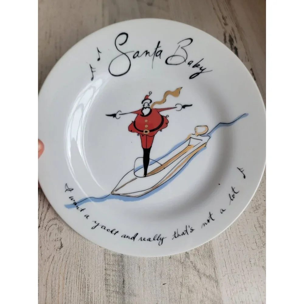 Pottery Barn‎ Santa Baby I want a yacht and really that's not a lot plate
